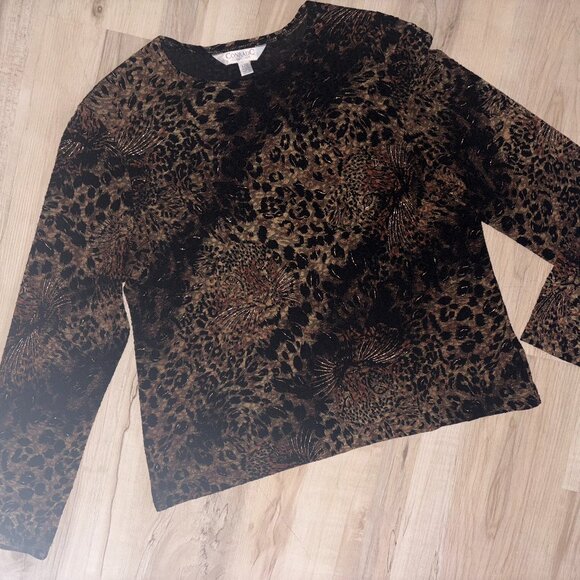 Vintage Conrad C Leopard Top with Gold Metallic Accents L/G - Picture 1 of 9